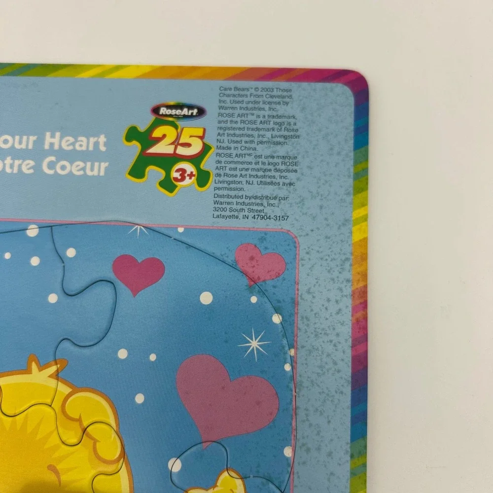 Vintage 2003 Care Bears RoseArt Frame Tray Puzzle 25 Piece 2pk Follow Your Heart